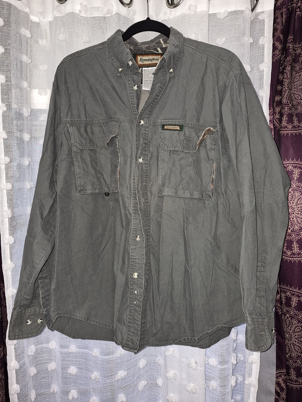 Remington Men's Olive-Grey Button-Up Utility Shirt Jacket